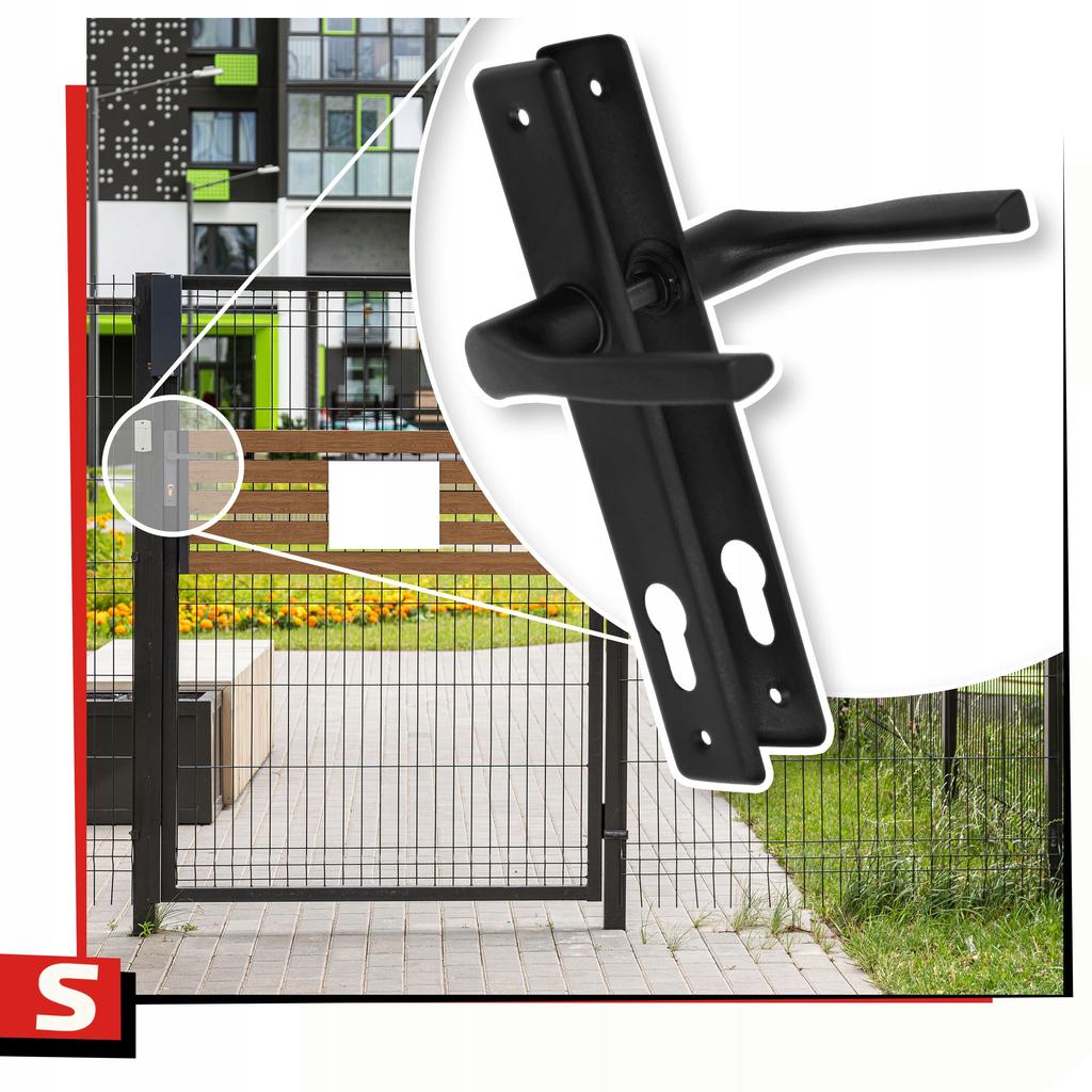 Gate Handle Long Plate Nati 90mm Black Insert