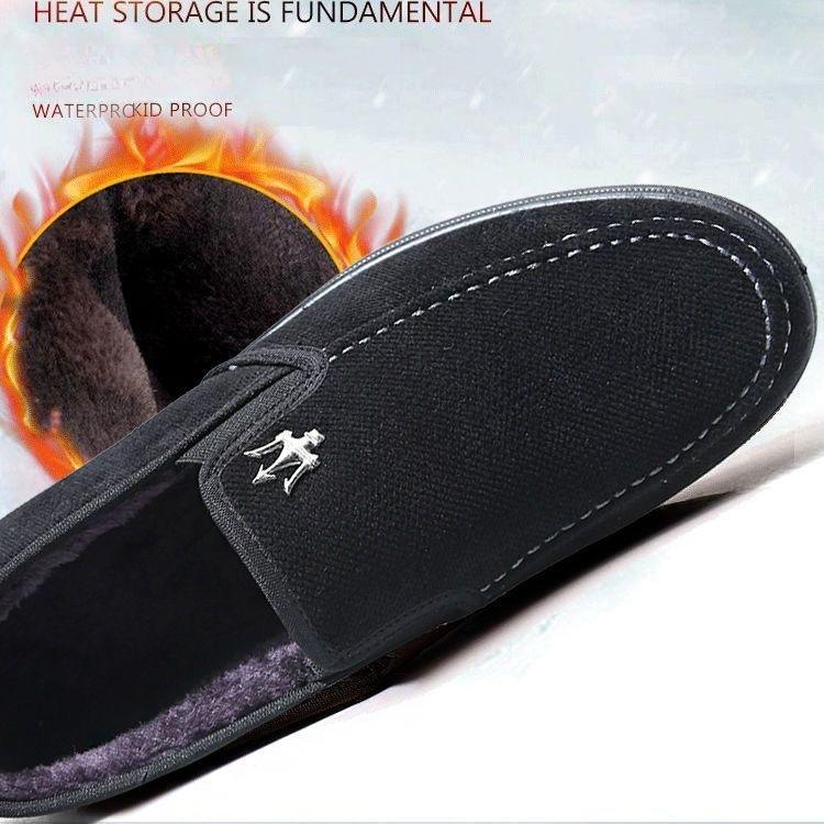 Мужская утолщенная хлопковая подкладка, теплая повседневная тканевая обувь, удобная зимняя обувь на плоской подошве, мягкая дышащая обувь