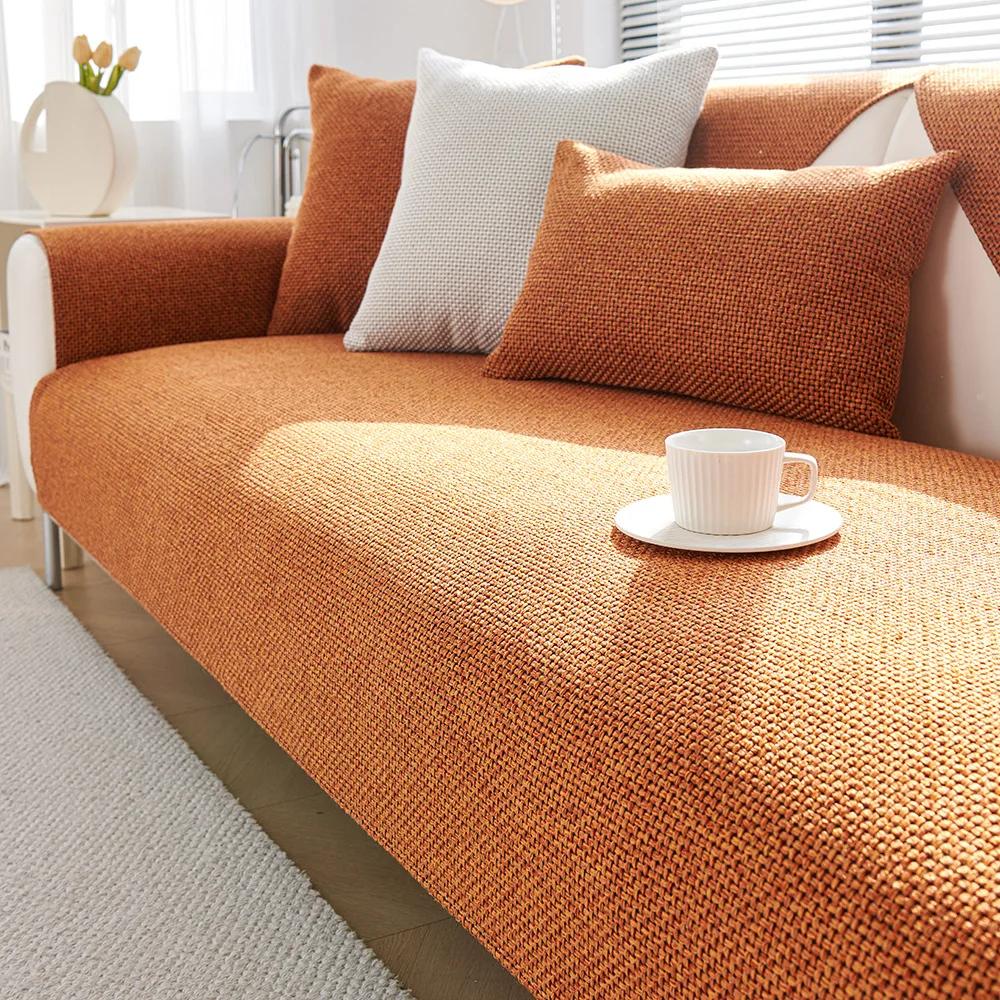 Новый чехол для дивана из синели, однотонный чехол для четырех сезонов, секционные чехлы для диванов, моющийся противоскользящий чехол, грубая ткань, подушка для дивана