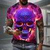 Ретро Череп 3D Печать Футболка Хип-Хоп Мужская Ужас Череп Печать Футболка Оверсайз Футболка Мужская Лето