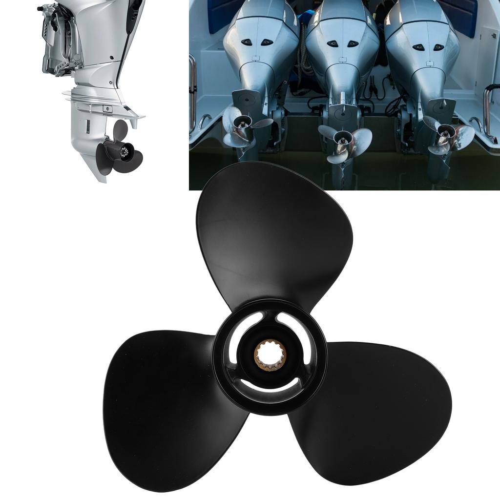 12 1 4in Boat Propeller 3 Blades Aluminium Alloy 13 Tooth Corrosion Resistance Replacement for Outboard Engines 25‑70HP