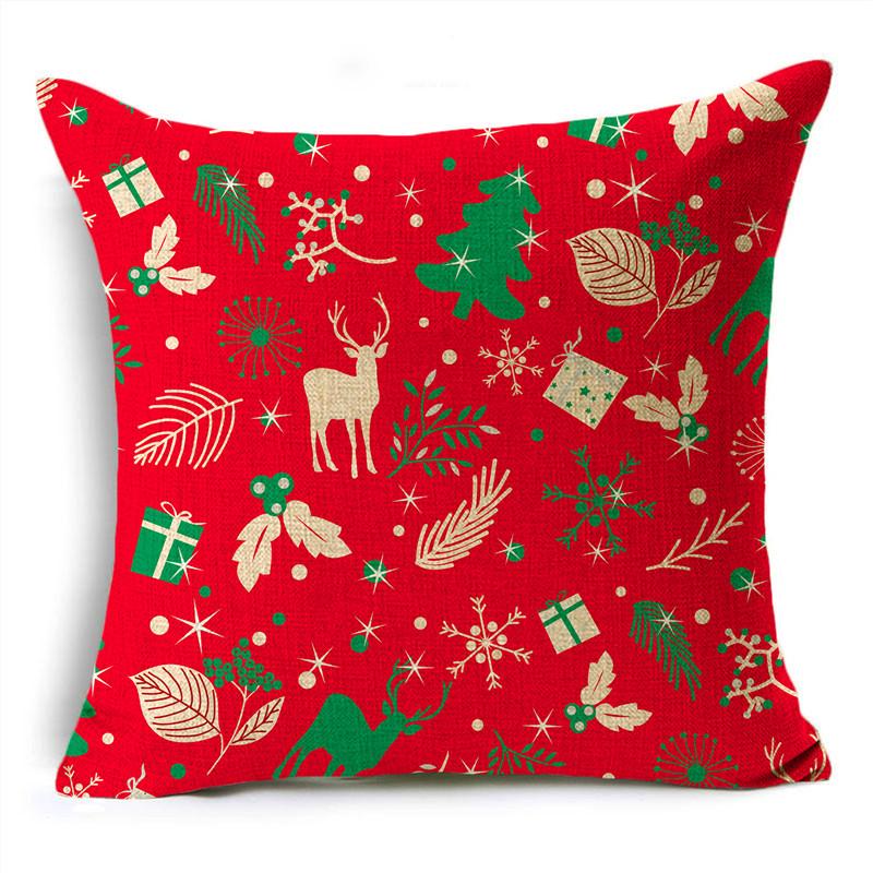 Merry Christmas Throw Pillowcase 40/45/50cm Santa Snowflake Elf Reindeer Red Throw Pillowcase For Sofa Home Decor