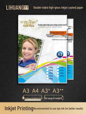 Бумага А3/А4 с высоким глянцем, с покрытием для струйной печати, 140 г, 160 г, 200 г, 300 г, Двусторонняя фотобумага