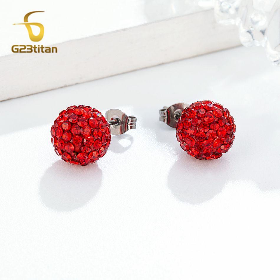 Цвета Хрустальные Бусины Полимерная Глина Серьги G23 Титан Пусет Микро Паве Стразы Диско Шар Гипоаллергенные Пирсинг Циркон