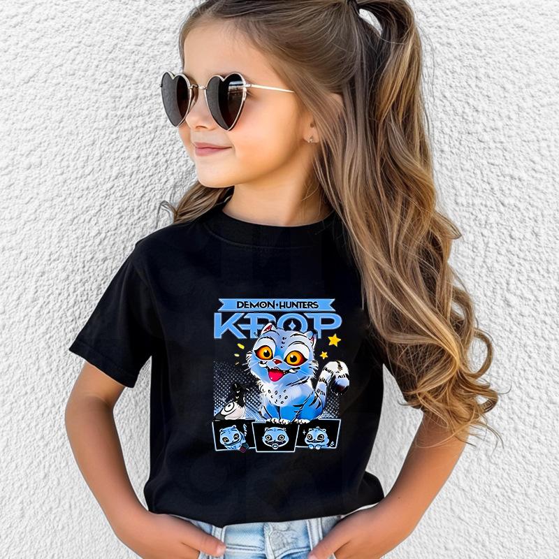 Kpop Korean Wave Witch Hunting Team Tiger Printed Children's T-shirt