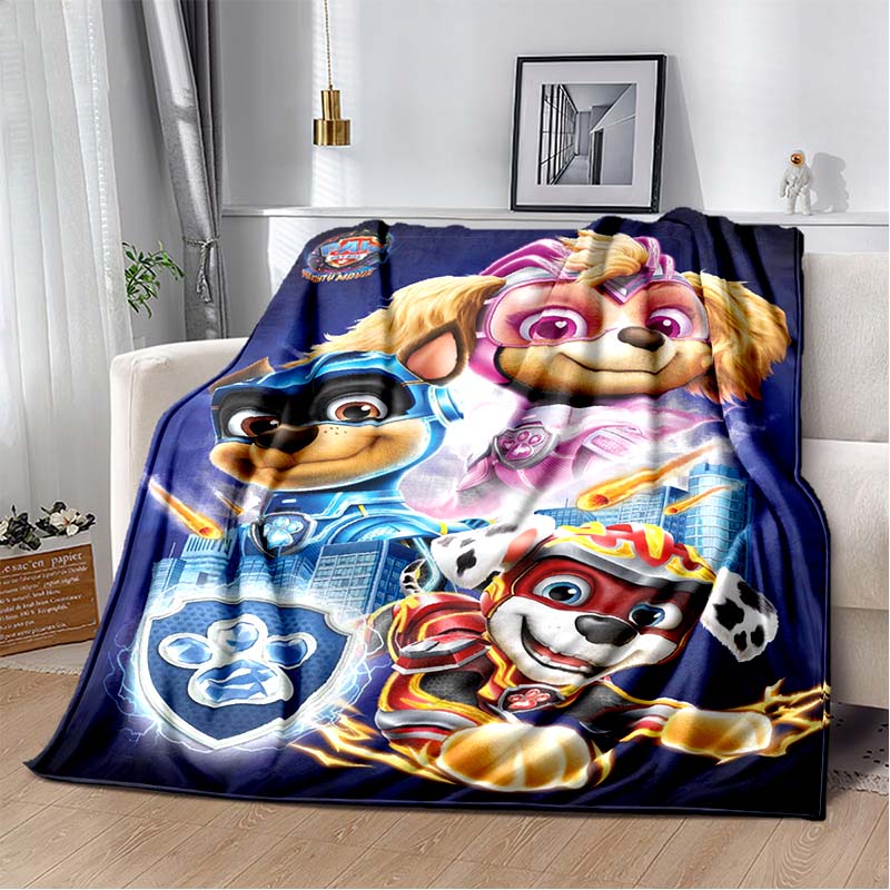 PAW Patrol Cartoon Printed Flannel Blanket Soft Warm All Season Throw For Kids Bedroom Sofa Indoor Home Decor Housewarming Gift