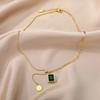 Ретро изумрудная сборная ключичная цепочка женская простая нишевая регулируемая подвеска холодный ветер титановая сталь шейная цепочка новая летняя