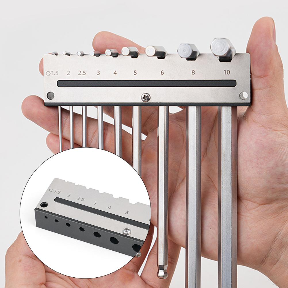 Шестигранный держатель для ключей Прочный металлический настенный кронштейн Многоразмерная стойка для хранения с отверстиями Крепление на винтах Деревянный инструмент