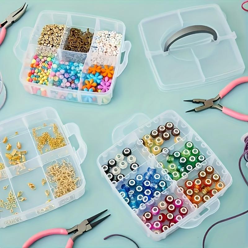 Трехуровневый штабелируемый органайзер с 18 отделениями - Прозрачный пластиковый контейнер для хранения рукоделия, игрушек, украшений и принадлежностей - Прочный, портативный с ручкой