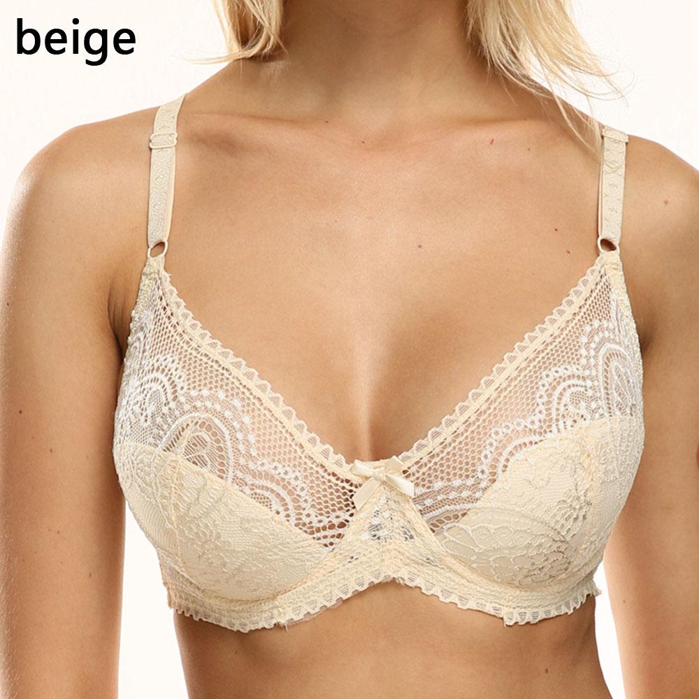 Floral Lace Bralette Ultrathin Deep V Bra Unlined Push Up Brassiere for Women Intimates