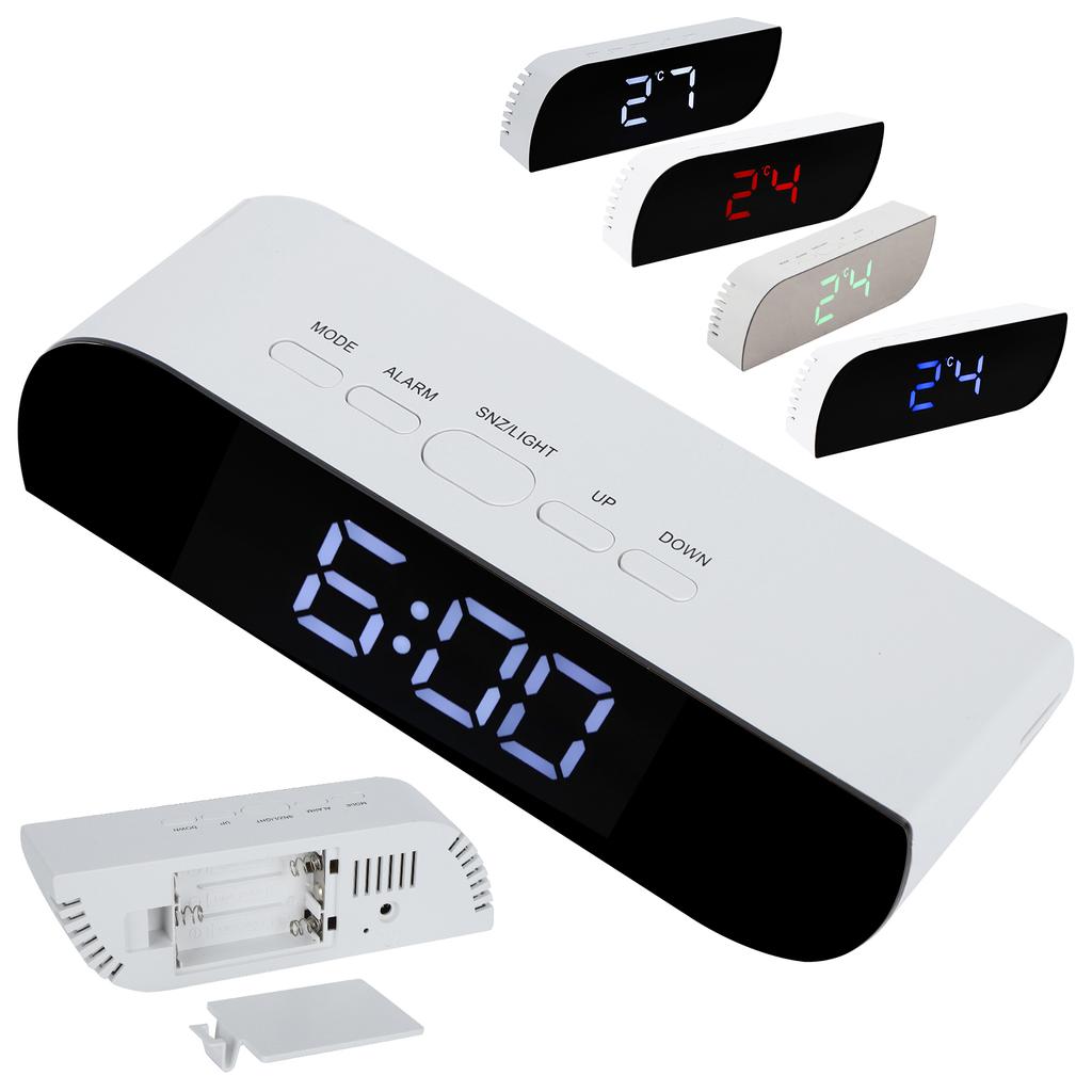 Светодиодные цифровые часы с 12/24-часовым преобразованием, регулируемой яркостью, прикроватный будильник -0801