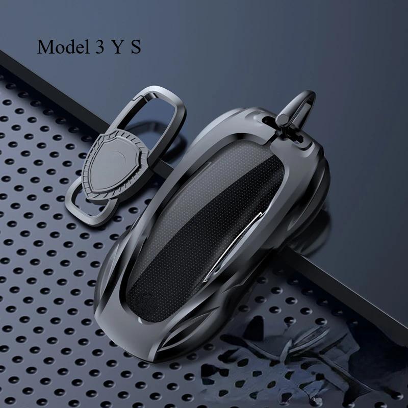 For Tesla Model 3 Y S Model X Zinc Alloy Black Car Key Protection Shell Cartoon Smart Remote Key Cover Car Accessories