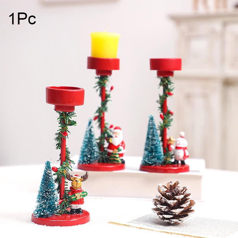 1PC Christmas Trees Festival Red Tabletops Candlestick Decorations Resin Gift Christmas Ornaments Atmosphere