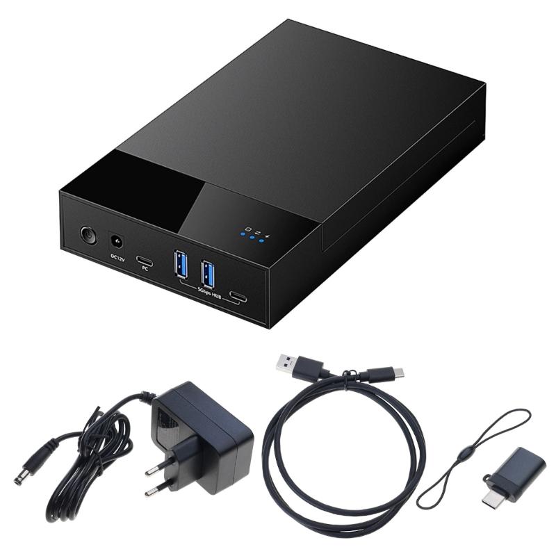 Док-станция для корпуса жесткого диска с 2 портами USB3.0 5 Гбит/с для быстрой передачи данных для 3,5" и 2,5" дисков, подключение USB 3.0 DC12V