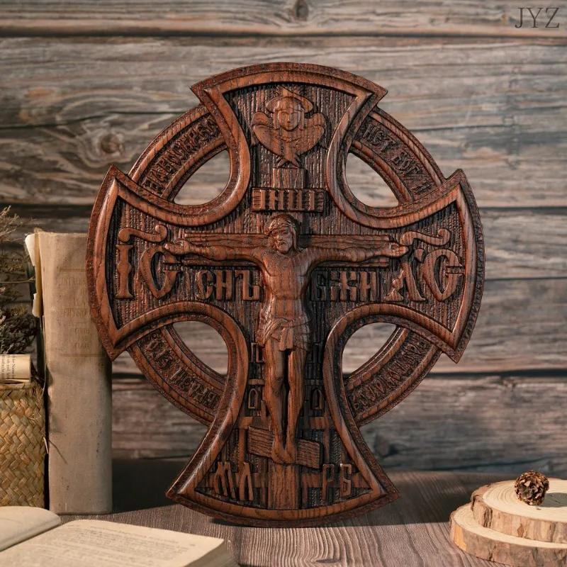 Vintage Jesus Crucified Cross Church Icon Religious Statue Wood Home Holy Statues