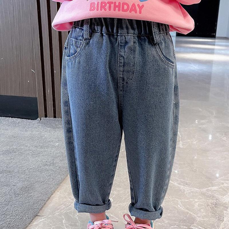Children Cartoon Rabbit Jeans Thin Girls Loose Pocket Denim Pants Kids Fashion Casual Trousers