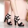 Fashion Women Summer High Heel Sandals Fashion Open Toe Thick Sole Roman Shoes Back Zipper