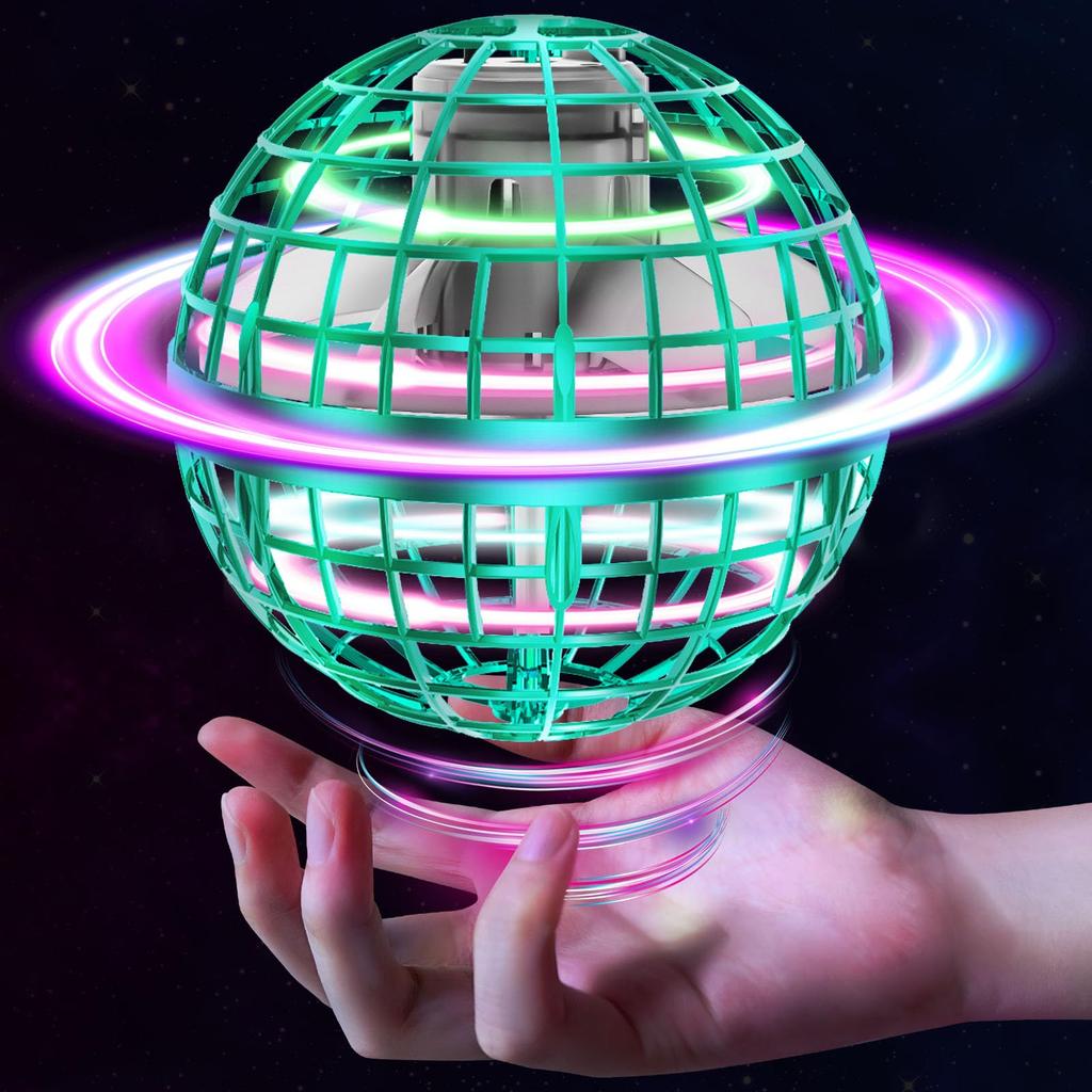 Tikduck Flying Ball Gyro Flying Light Ball Toy Hovering Boomerang Spinner Rotation with RGB Light USB Rechargeable Mini Drone for Kids Adults Popular