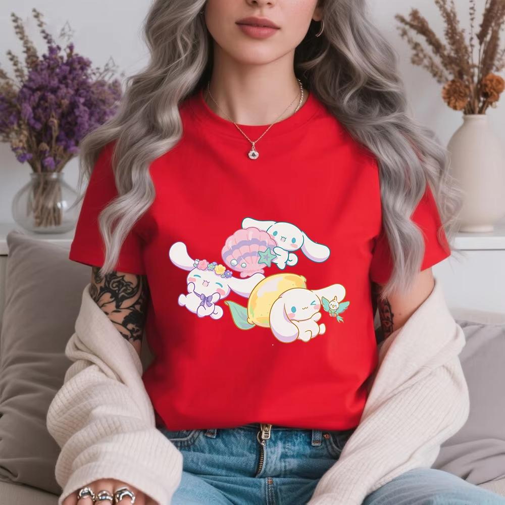 2026 Summer Cinnamoroll Ocean Adventure Print 100 Cotton T Shirt for Women Casual Comfort Soft Daily Wear