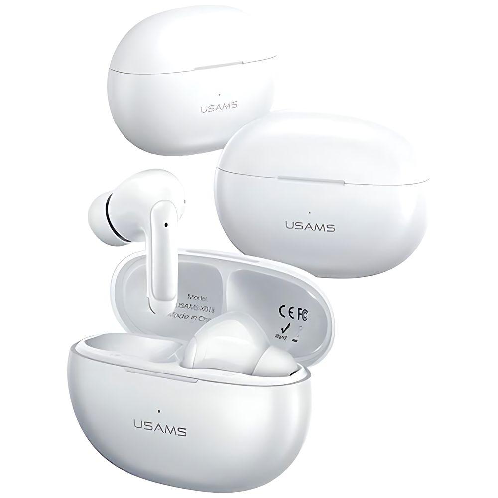 Usams Słuchawki Bluetooth 5.3 Twsx-Don Series Dual Mic Enc Bezprzewodowe Biały/White Bhuxd02 (Usams-Xd18)