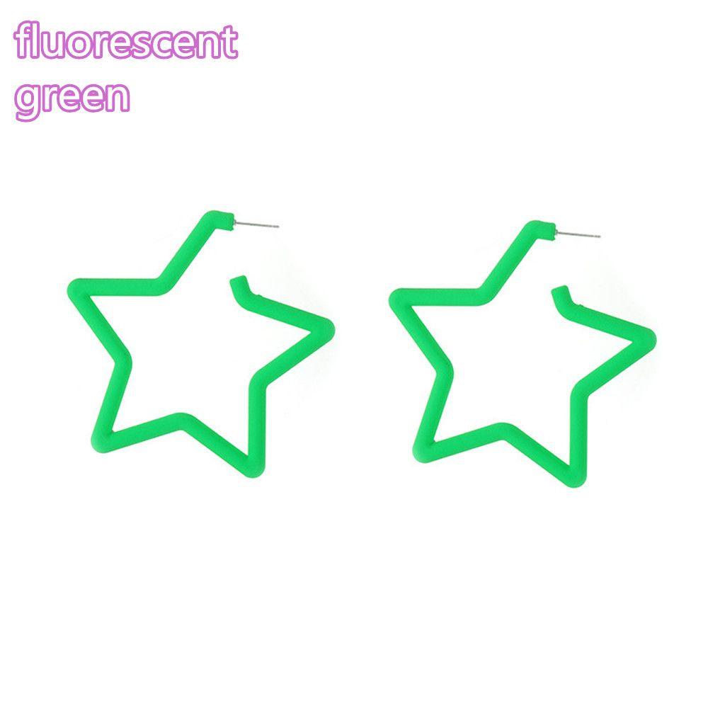 Винтажная Мода Индивидуальность Геометрические Серьги Красочная Звезда Яркая Флуоресценция Серьги-Кольца