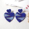 Metal Rice Beads Heart Geometric Dangle Earrings Women's New Trend Elegant Design Zircon Valentine's Day Accessories