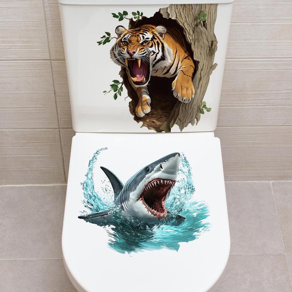 Креативная реалистичная 3D наклейка на унитаз с милым котом Vision, забавная наклейка с изображением животных для ванной комнаты, декор крышки унитаза, самоклеящаяся ПВХ, водонепроницаемая картина