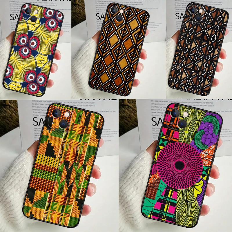 African Wax Print Design Case For iPhone 14 16 15 Pro Max 11 12 13 Mini 7 8 Plus X XR XS MAX Soft Shockproof Cover