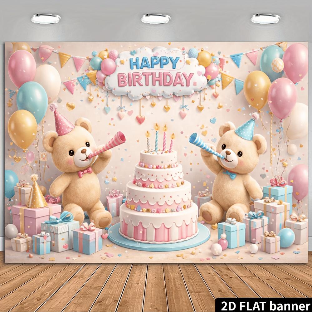 2D flat birthday party banner background, suitable for family gatherings, office events, outdoor parties, and studio decoration