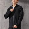 Li-Ning Толстовка с капюшоном Fitness Series Letter Print 3D Cut Zip с длинным рукавом для мужчин, черные топы AWDS093-1