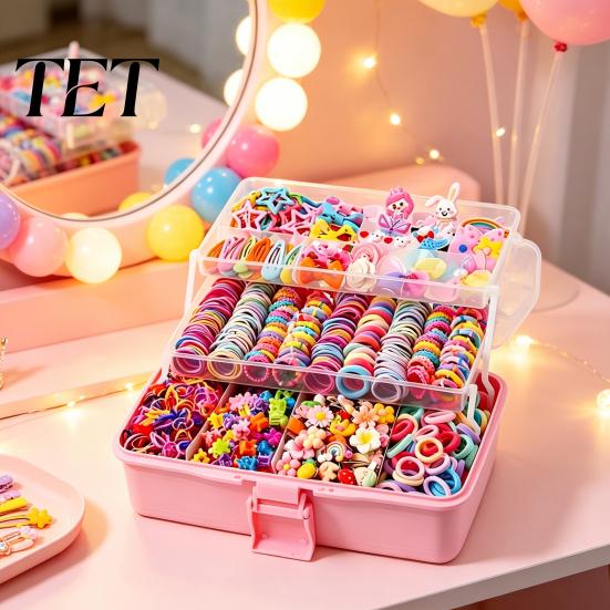 Colorful Styling Tools for Kids Hair Accessories Set Girls, Bows, Butterfly Clips, Barrettes, Photo Shoots Elastic Ties, Claws Toddlers Birthday