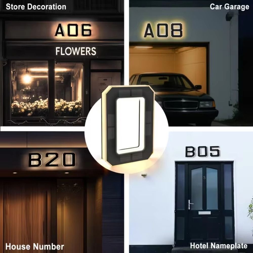 6.7IN Solar Lighted House Numbers Light No Wiring Solar Digital Doorplate  Yard