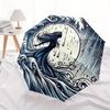 1pc Ocean Waves Auto Open/Close Umbrella, Portable Folding Umbrella for Travel, Themed Events,
