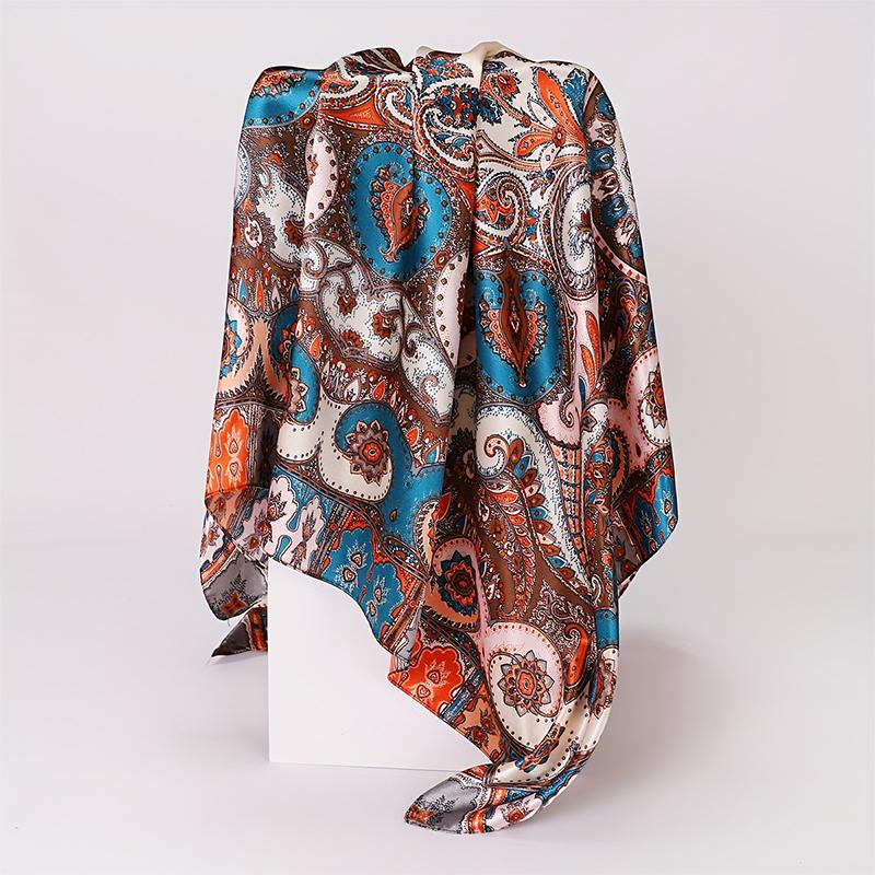 Новый 90*90см Ретро Бренд Женский Шёлковый Платок Бандана Мода Богемный Узор Квадратный Хиджаб Женский Шарф Повязка на Голову Фуляр Муфлер