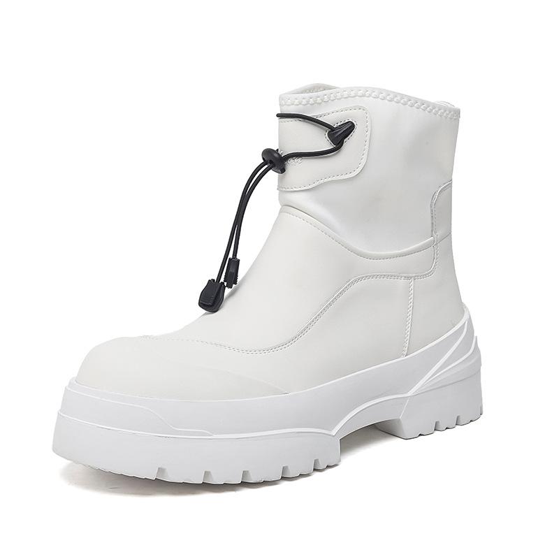 Мужская мода сцена ночной клуб платформа ботинки черно-белые туфли из натуральной кожи ковбойские рабочие пустынные ботинки дизайнерские ботильоны мужские