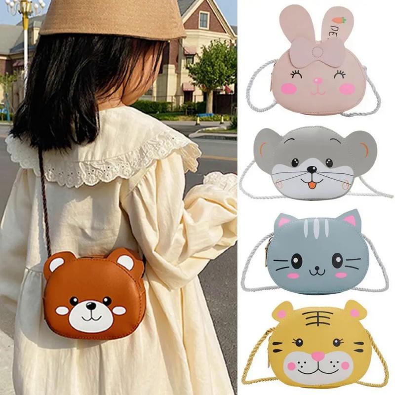 Coin Purses Cartoon Kids Baby Girls Boys Animal Rabbit Bear Handbags PU Leather Cute Crossbody Bags
