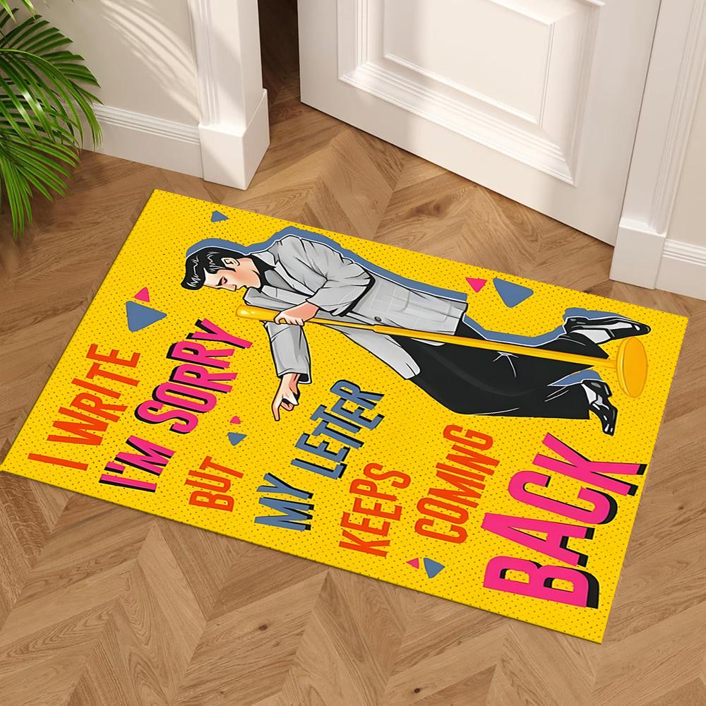 Elvis Presley Floor Mat Design for Kitchen Playrooms Study room Foyer Anti-slip Rug Decorate Offices Luxury Gift for Birthday, Christmas, Wedding