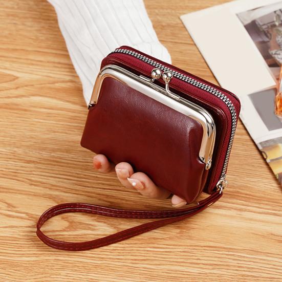 Женский кошелек из искусственной кожи, держатель для кредитных карт, на молнии, портативный, легкий, для путешествий