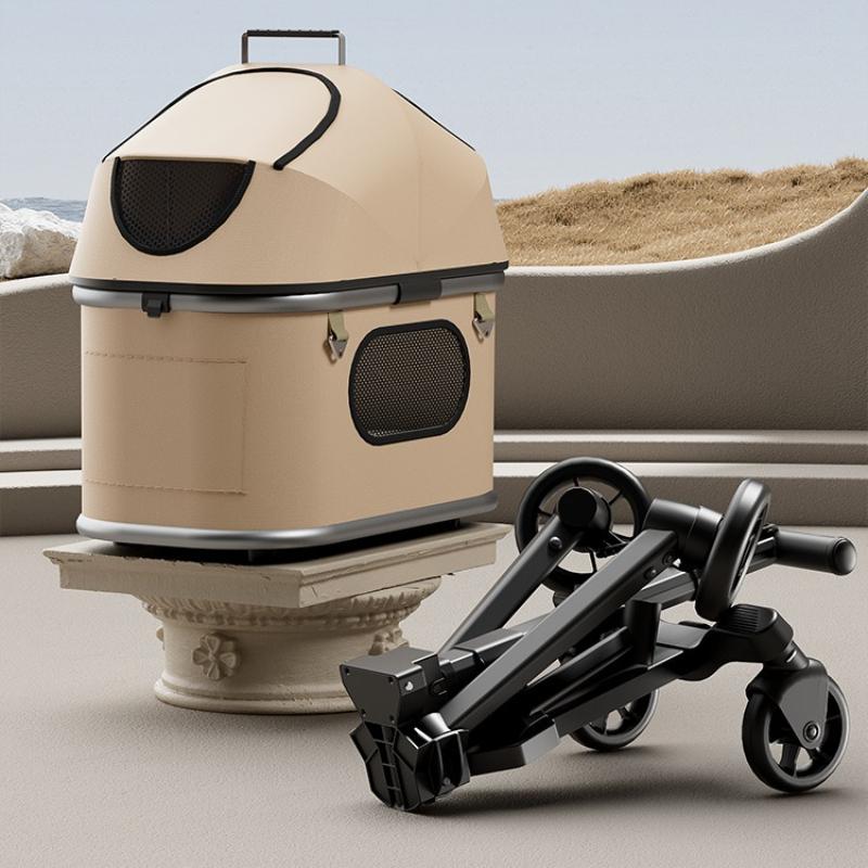 Magnesium Alloy Pet Stroller Ultra Lightweight Foldable Dog Cat Carrier Portable Travel Pushchair for Teddy Outdoor Walking Cart