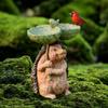 Garden Bird Bath Bowl Resin Feeder Statue Figurine Feeding Station for Porch