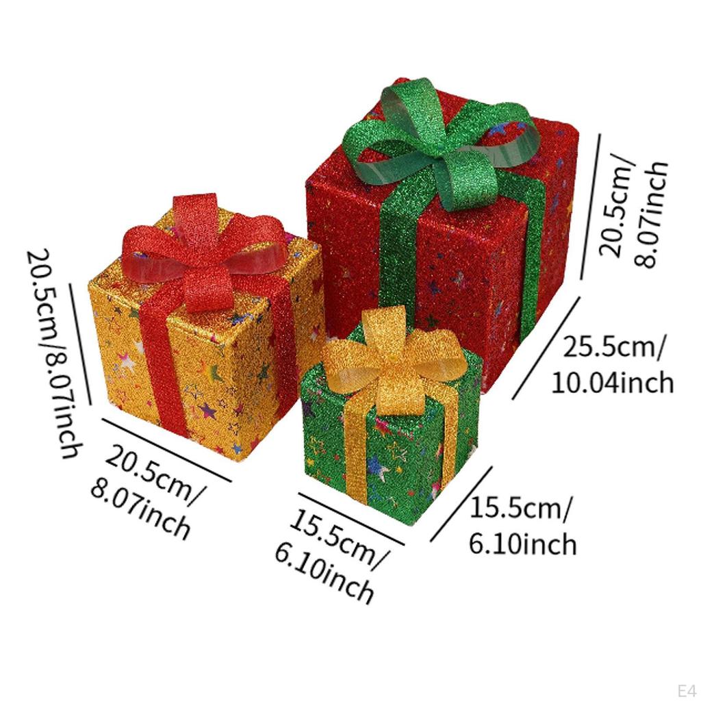 3 светящиеся подарочные коробки на Рождество, украшение на юбку, коробка для новинок, рождественские украшения
