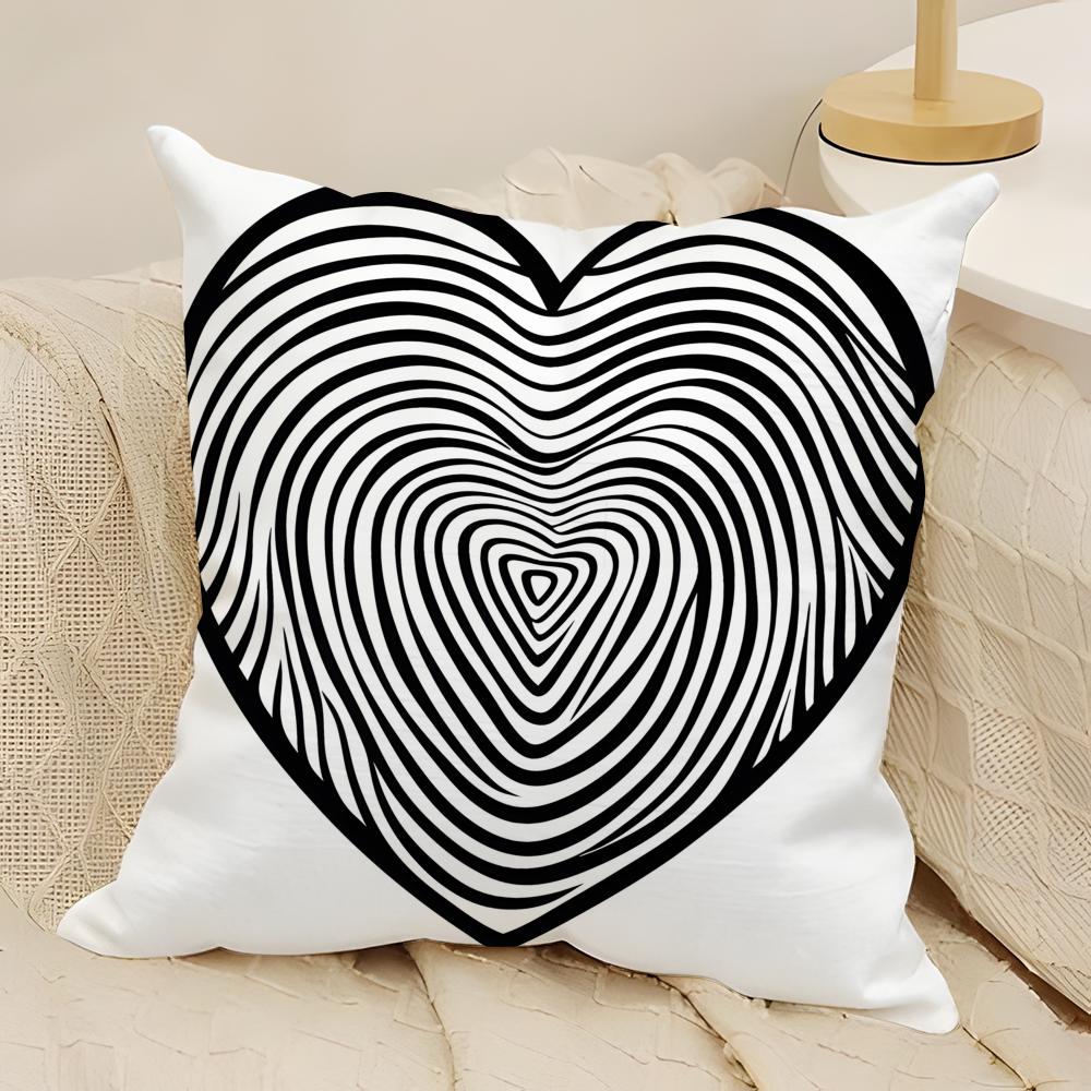 Geometric Heart Decor Pillow Case Natural Linen DoubleSided Printing Sofa Home Decor Cushion Cover