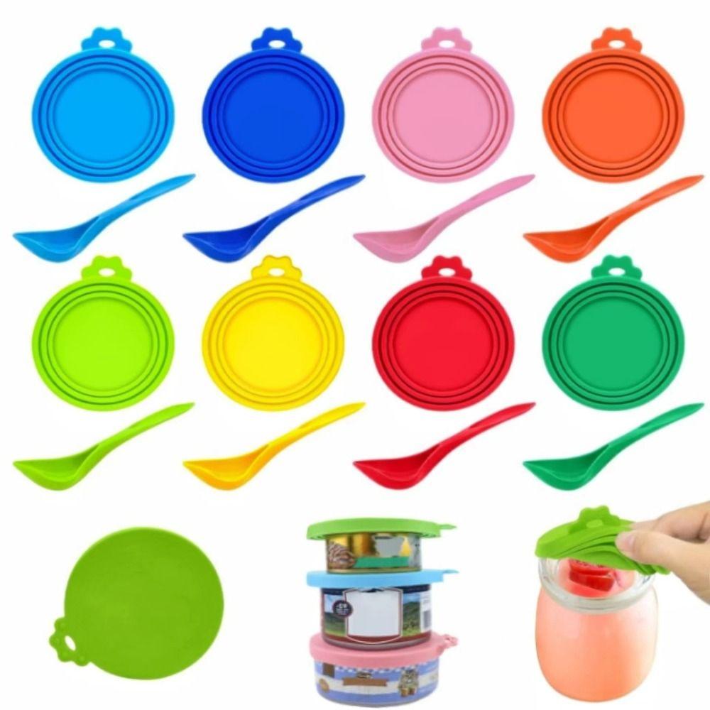 Soft Pet Food Canned Lid Cartoon 3 in 1 Cat Can Lid Dog Food Scoop Silicone Pet Can Lid Set Pet
