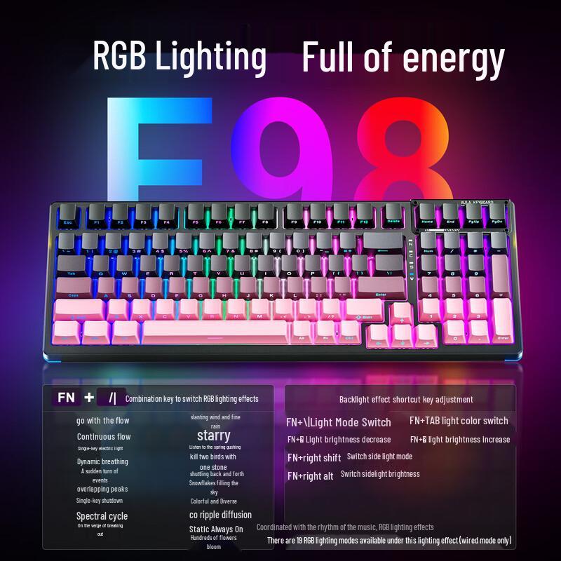 AULA F98 99-Key Triple Mode Hot-Swappable Gaming Mechanical Keyboard