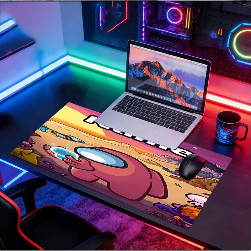 Custom Name Personalized Among Us Pattern Mousepad, Laptop PC Desk Mat, Decorative Desk Mat for Home Keyboard Pad Gift