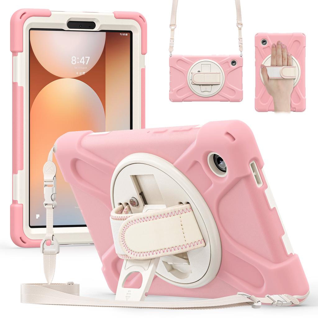 Kickstand Case for Samsung Galaxy Tab A11 2025 8.7 Inch SM-X133 SM-X135 360 Rotating 3-Layers Hybrid Cover with Shoulder Strap
