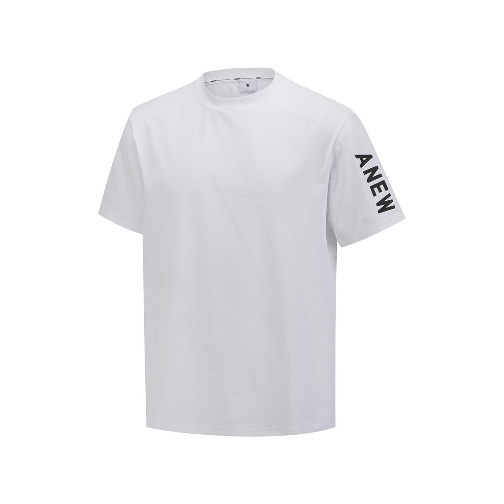 ANEW GOLF Мужская однотонная круглая футболка с коротким рукавом_Wh