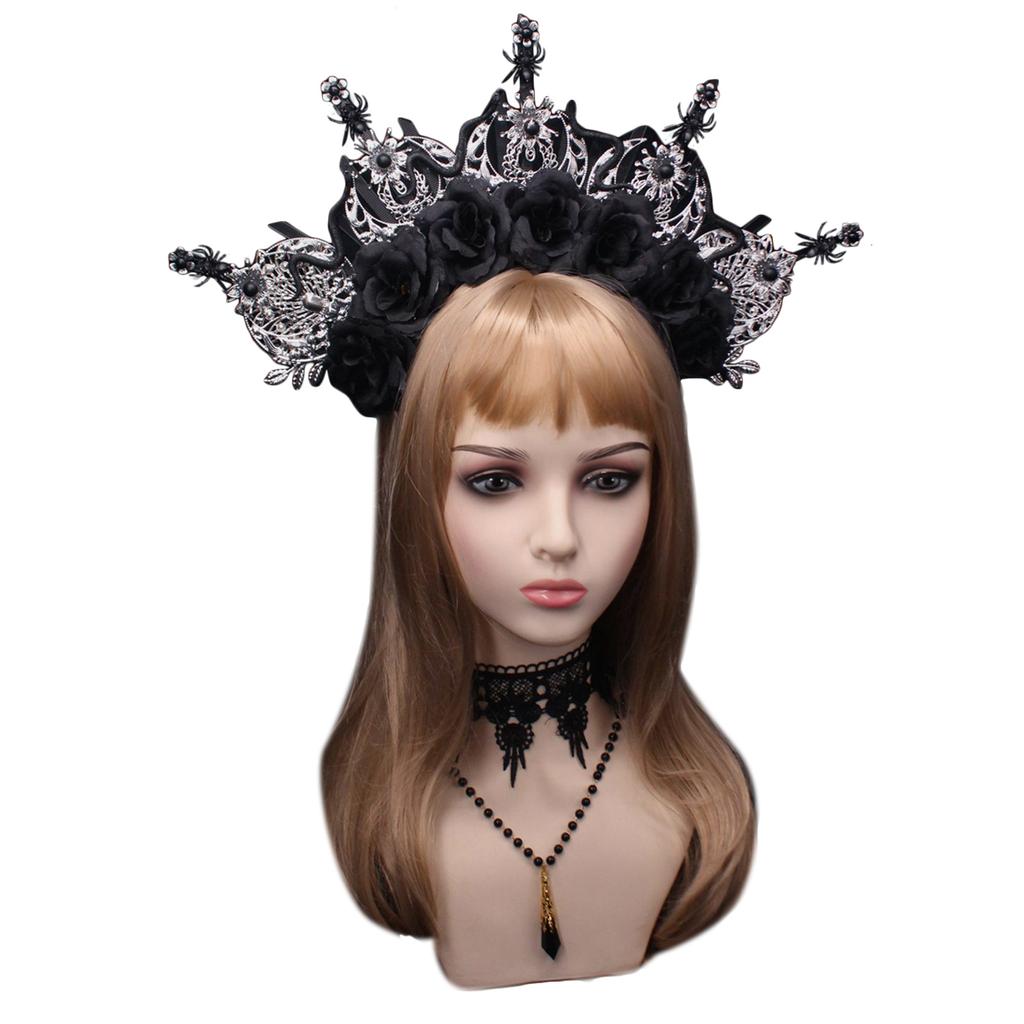 DIY Flower Spiked Crown Hair Hoop Vintage Pageant Hair Accessories for Baroque Wedding Headband Bridal Photo Props