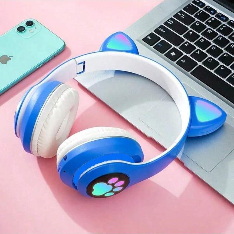 Cute Cat Wireless Headphones RGB Cute Cat Ears Headset With Microphone Noise Cancelling Kid Stereo Music Children's Gifts