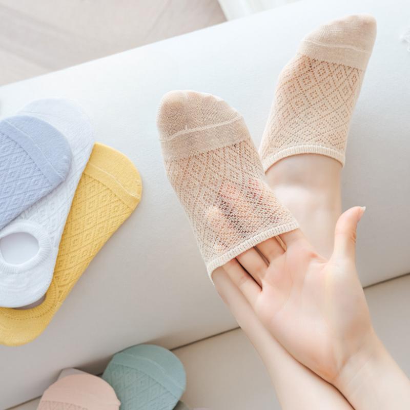 1/5pairs Women's Summer Shallow Invisible Boat Socks Sweat-absorbent Breathable Low-top Socks